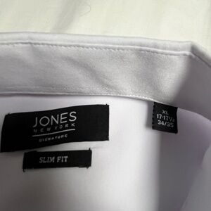Jones  New York White 17-17 1/2, 34/35 Button Down slim fit, stretch